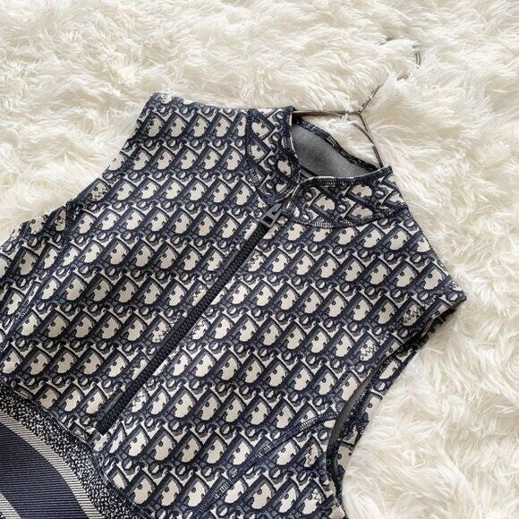 Authentic Christian Dior Trotter Logo Navy Monogram Vintage Dress Y2k Oblique