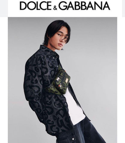 Dolce &amp; Gabbana Denim Jacket Top Chemise Button Up Dress Shirt Men's