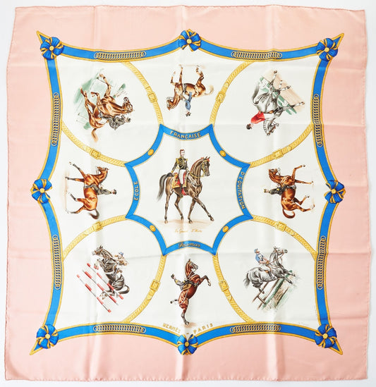 Hermes Silk Scarf Carre 90 Ecole Francaise D'equitation Les General L'hotte 1987