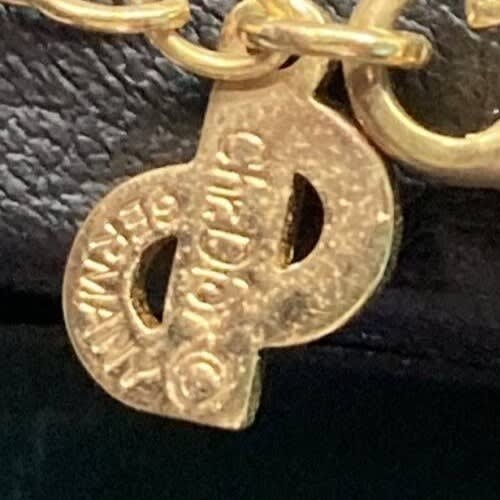 Christian Dior Vintage Rhinestone Crystal Round Necklace Gold Plated