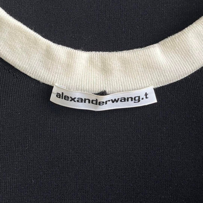 Alexander Wang Logo Jacquard Trim Tank Mini Dress Colorblock Black White XS