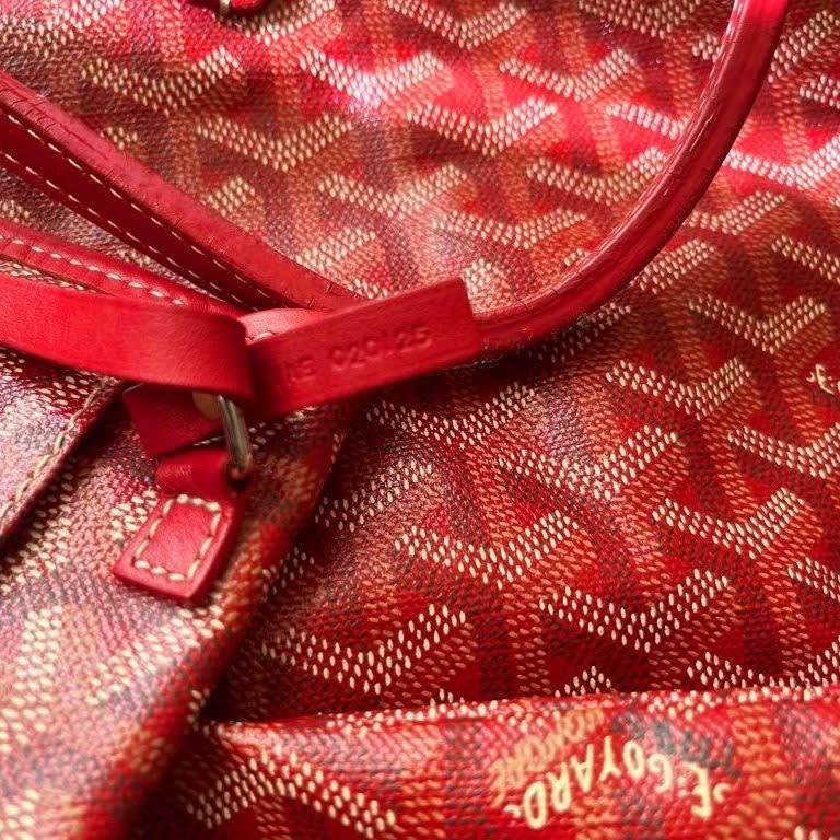 Goyard St Louis GM Red Shoulder Tote Bag & Pouch Goyardine Saint Purse