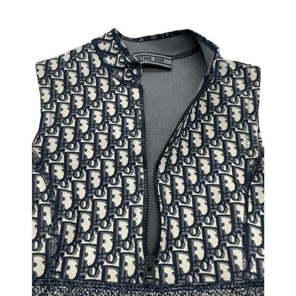 Authentic Christian Dior Trotter Logo Navy Monogram Vintage Dress Y2k Oblique