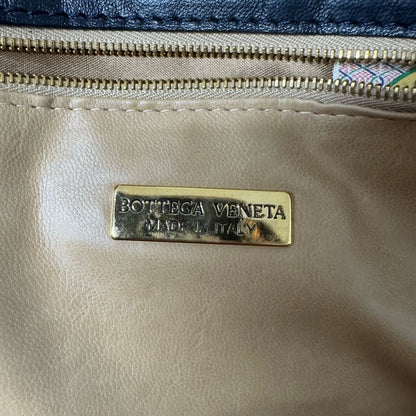 Bottega Veneta Intrecciato Nappa Shoulder Bag Purse Navy Black Leather