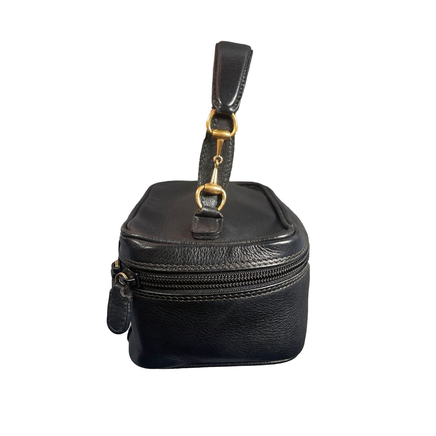 Gucci GG Horsebit Mini Bag Vanity Cosmetic Pouch Case Leather Black