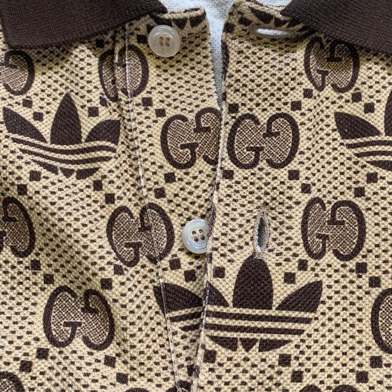 2999 Gucci×adidas GG Cotton Polo Shirt Size S Men Brown Trefoil 700497 Preowned
