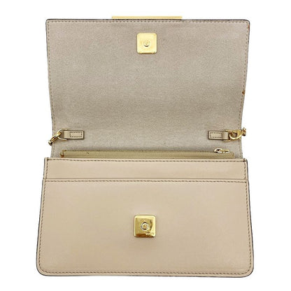 Fendi Multi Studded Chain Wallet Shoulder Bag Leather 8m0346 Beige Gold