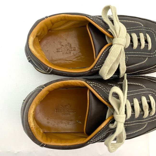 Hermes Quick Sneakers Ec21024 Brown 24.0cm (9.45in)