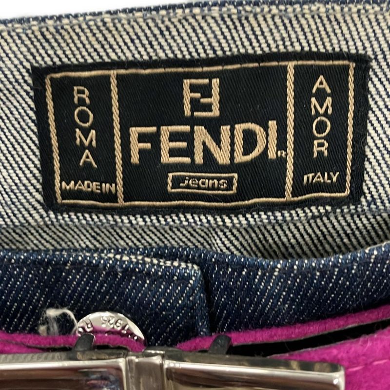 Fendi Jeans Skirt Size IT 40 Women - 592323 Blue And Pink Denim / Slit / Knee