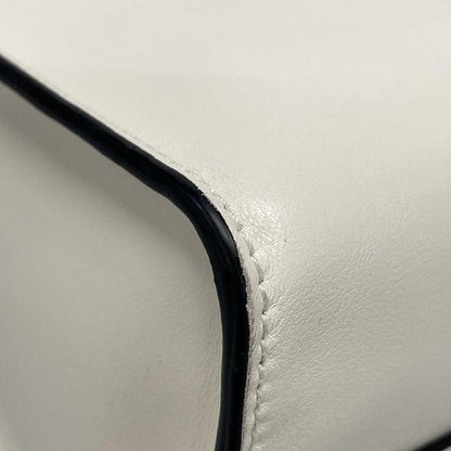 Prada Tote Bag - 1bg382 White Embossed Triangle Logo Leather