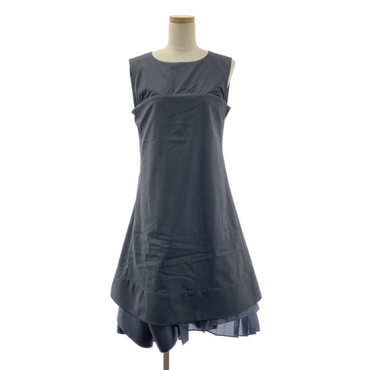Celine Silk Pleated Layered Volume Dress 36 Gray