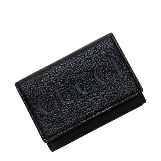 Gucci Trifold Wallet Black 736151 2067 Unused Excellent Condition Leather