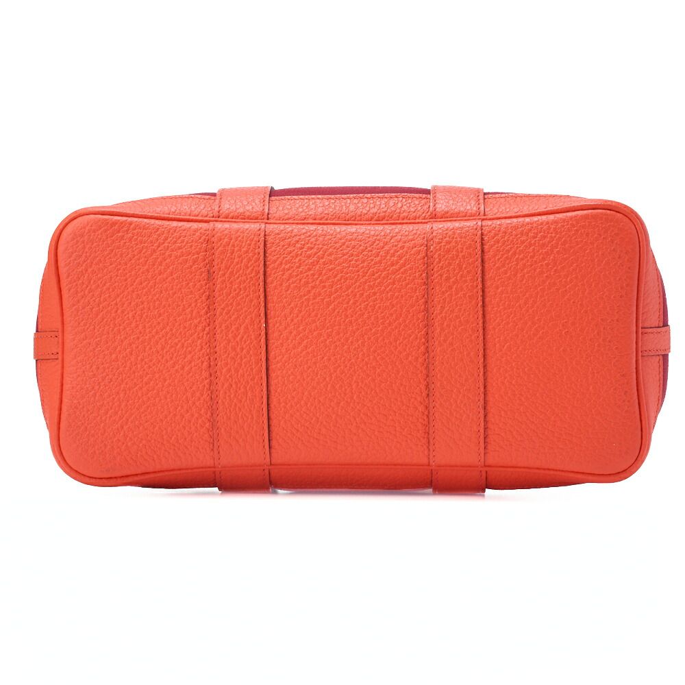 Hermes Garden Party TPM Tote Bag Toile Officier Rouge Grenat X Orange Poppi