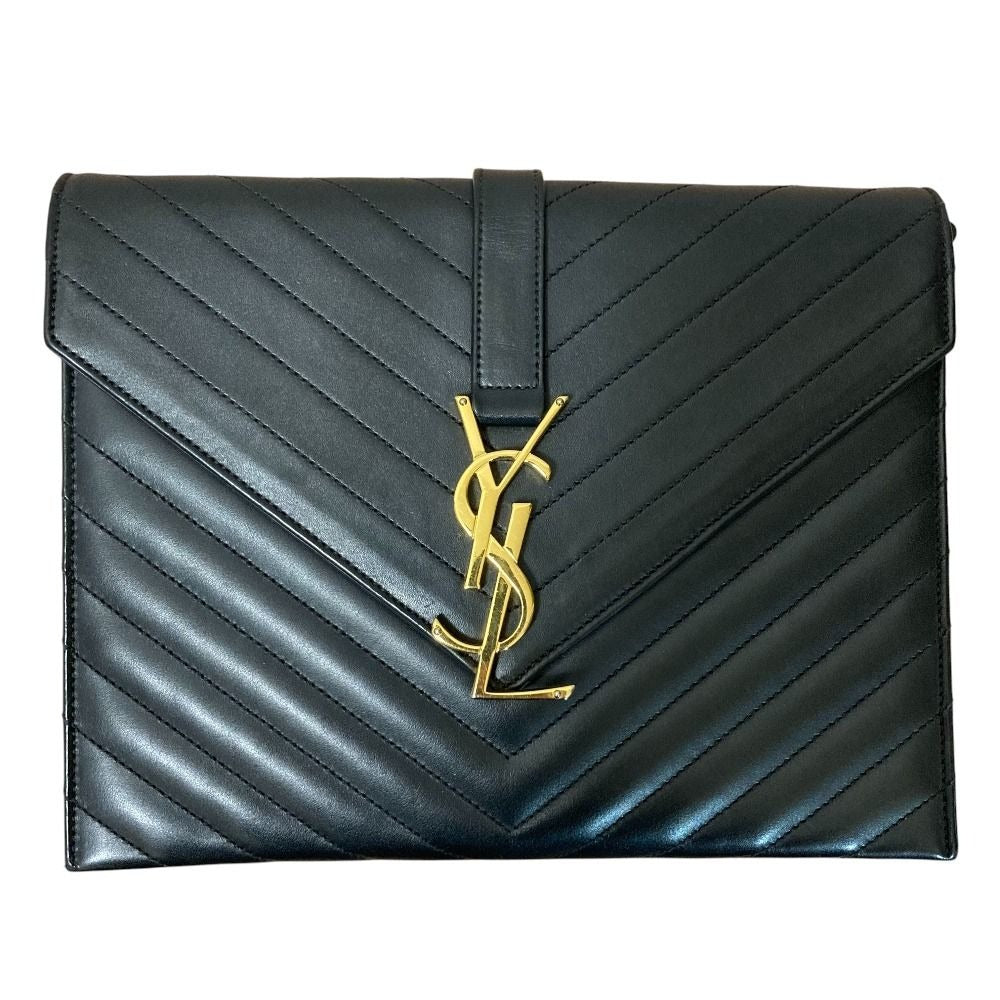 Saint Laurent Paris BO Monogram Cassandra Stitch Chain Shoulder Bag Black