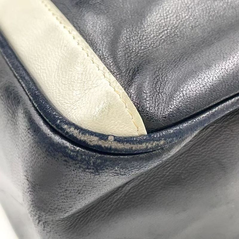 Chanel Coco Mark Serial No 2 Leather Black And White Chain Shoulder Bag Gold