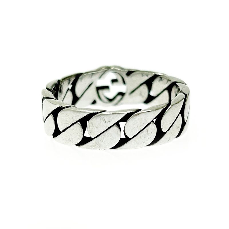 Gucci Silver Interlocking G Chain Ring 5.0g 925 Engraved 399846 Ring