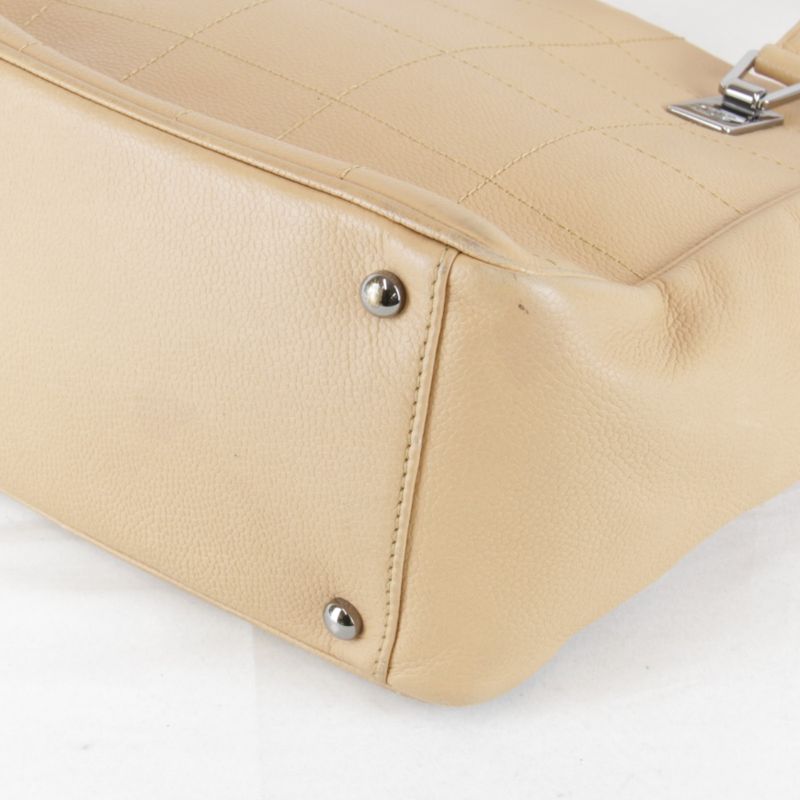 Chanel Caviar Skin Choco Bar Tote Bag Leather Women's Coco Mark High