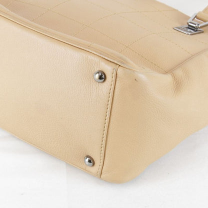 Chanel Caviar Skin Choco Bar Tote Bag Leather Women's Coco Mark High