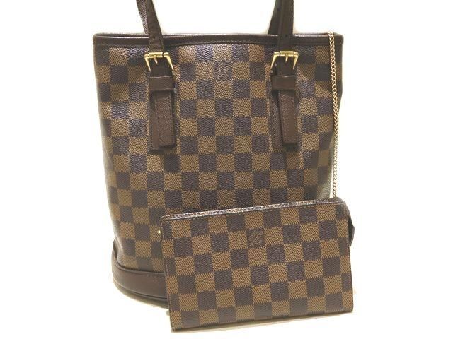 Louis Vuitton Marais Bucket Shape Shoulder Bag With Pouch N42240 Damier Tote