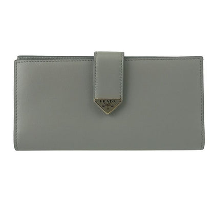 Prada Wallet City Calf Tab 1 Mv025 Light Gray Leather Bifold Long