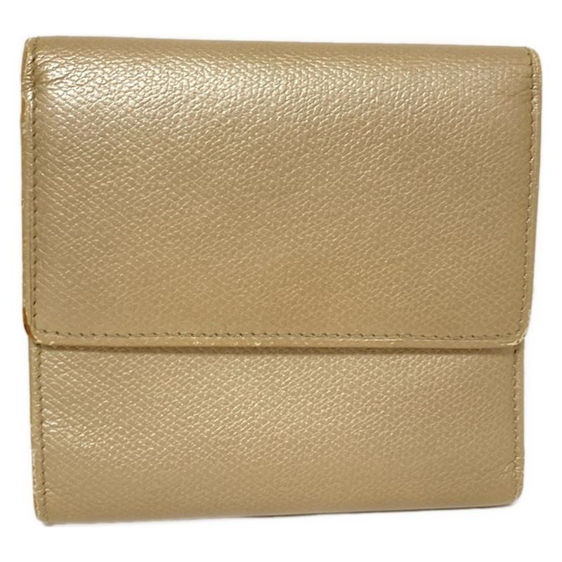 Chanel W Hook Wallet Coco Button Beige Silver Hardware