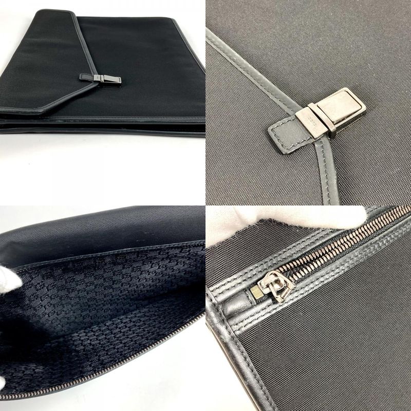 Gucci Clutch Bag Logo 108841 Nylon/leather Black