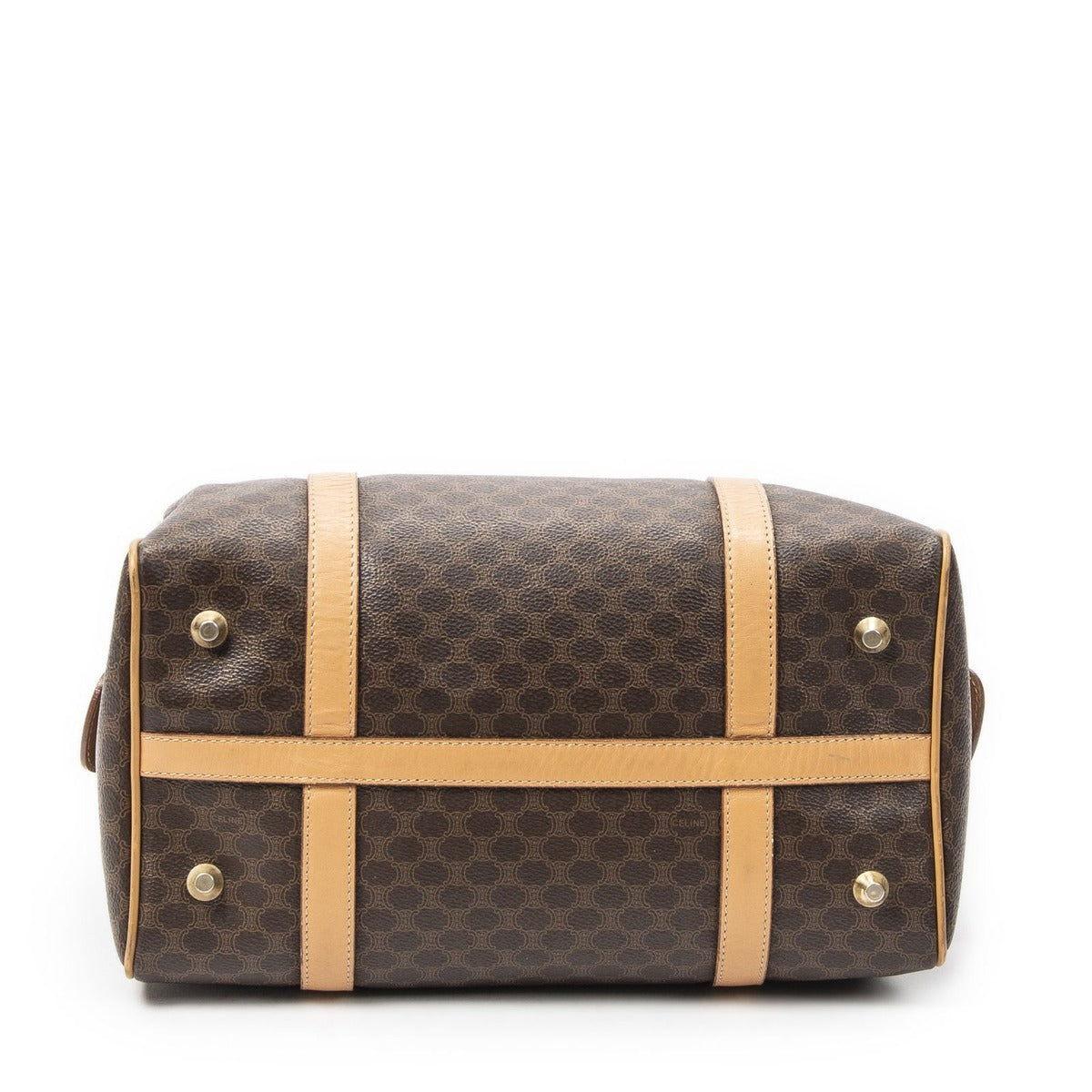 Celine Vintage Small Boston Brown Beige Macadam Canvas — view 6