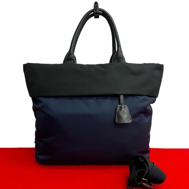 Prada Tessuto Nylon Leather 2-Way Handbag Tote Bag Shoulder Bag