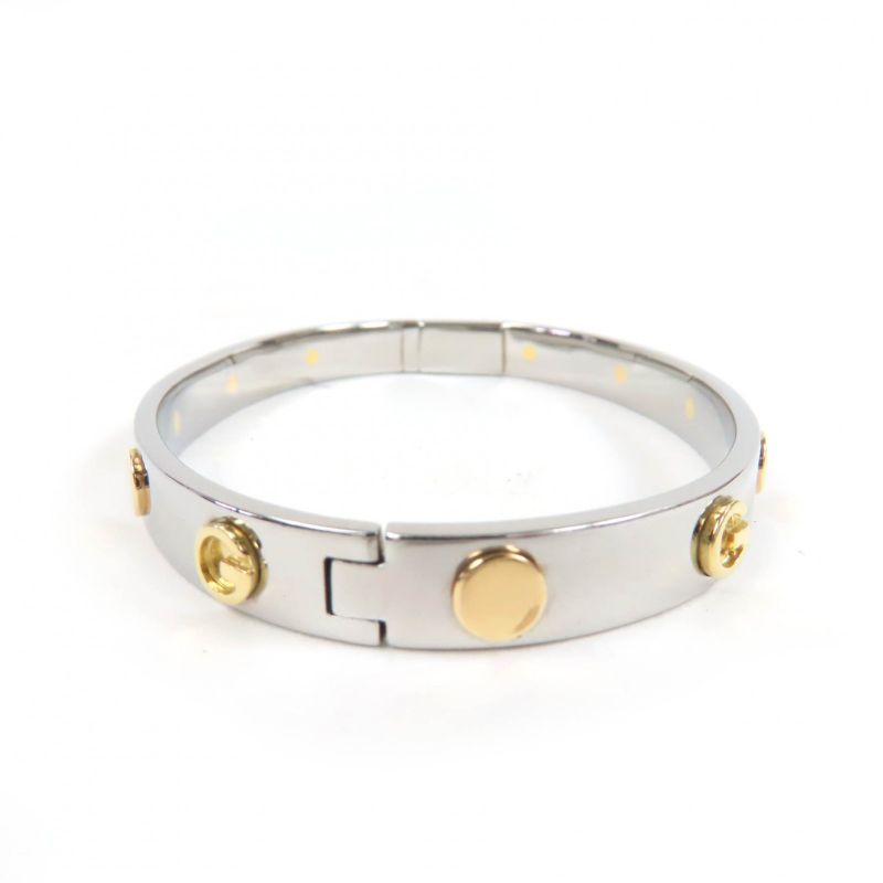 Gucci G Logo Combination Color Bracelet Bangle Silver Gold 17 With Box And