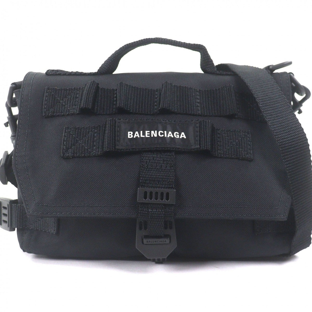 Balenciaga Army Recycled Polyamide Messenger Small Shoulder Bag Black