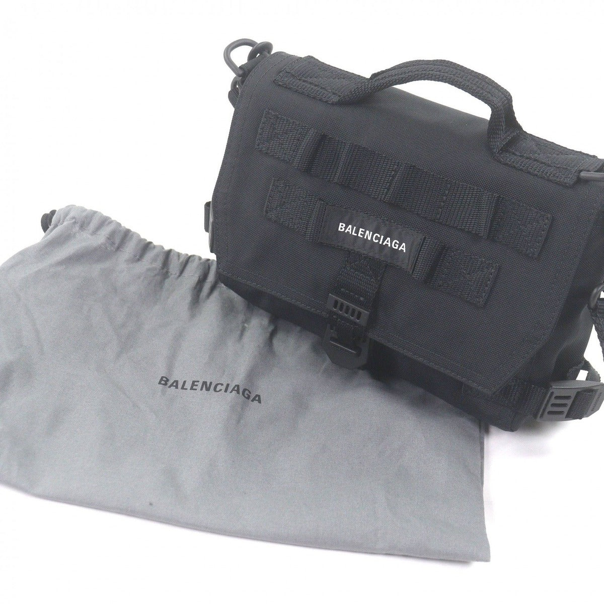 Balenciaga Army Recycled Polyamide Messenger Small Shoulder Bag Black — view 2