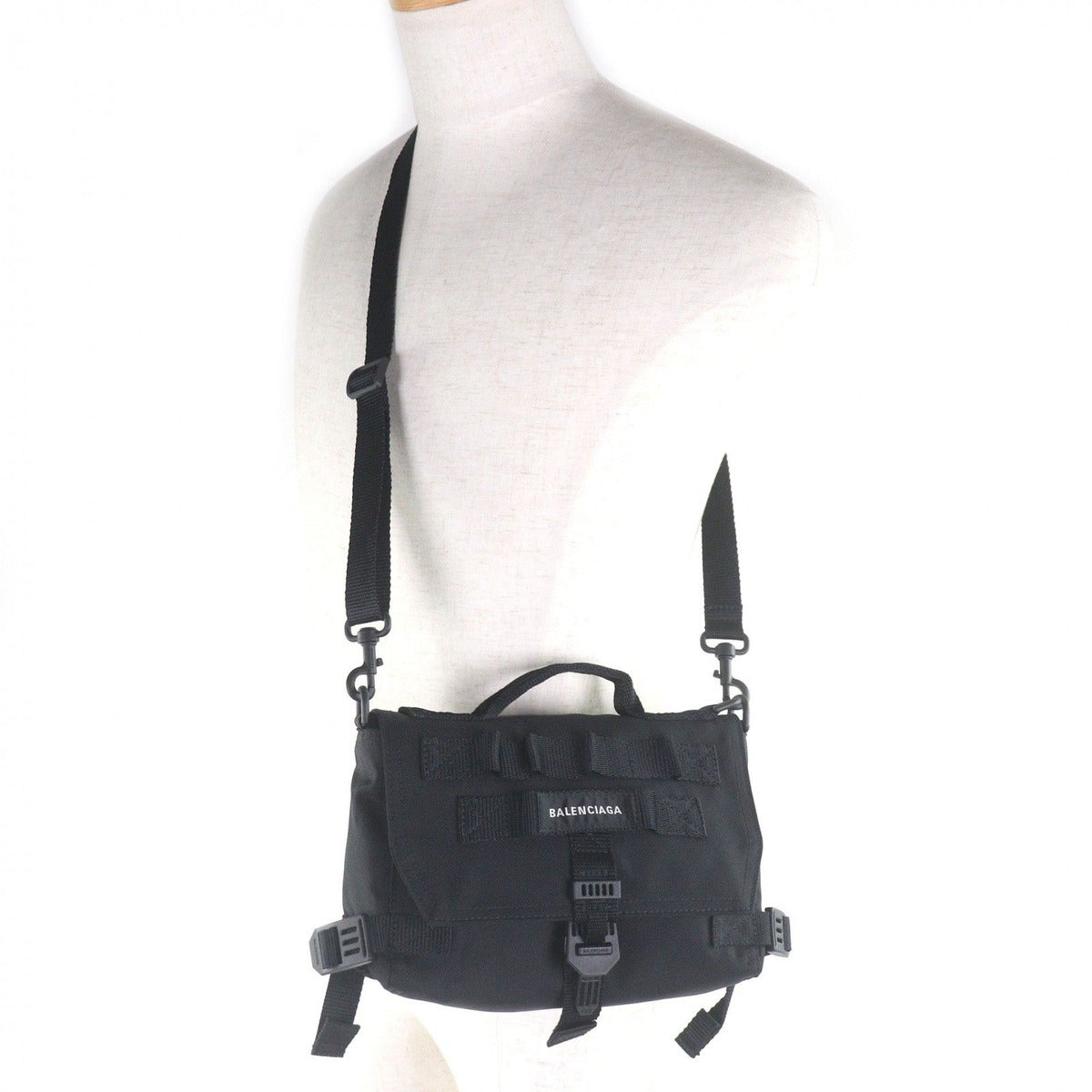 Balenciaga Army Recycled Polyamide Messenger Small Shoulder Bag Black — view 3
