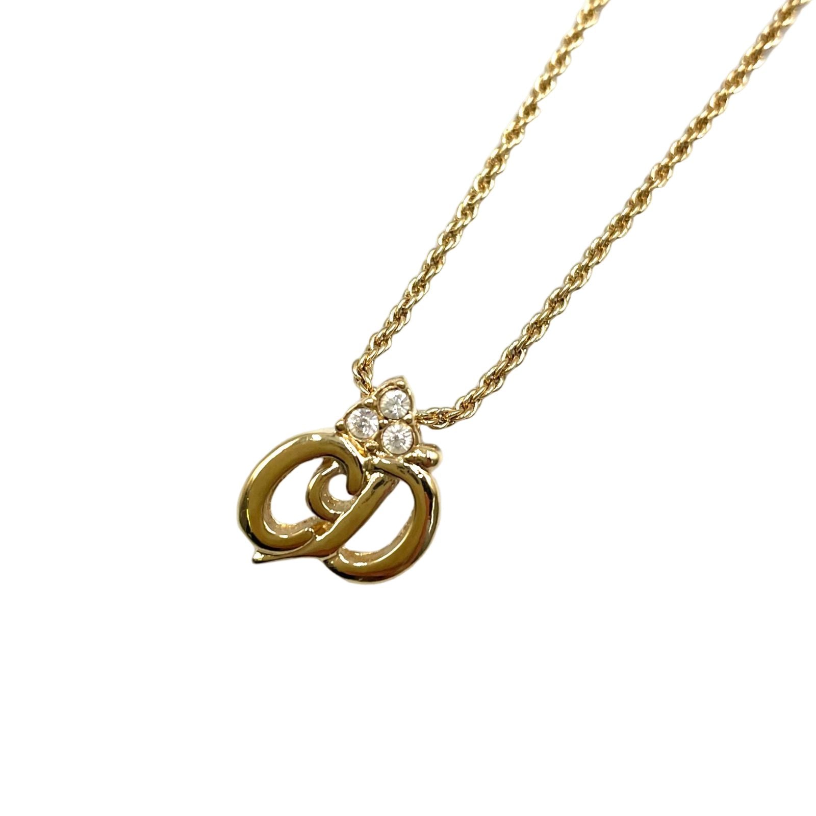 Dior Limited CD Logo Color Stone Clear Gold Necklace