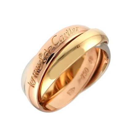 Cartier Trinity 50 Ring 18k YG WG PG Triple Strand Suri Gold 750