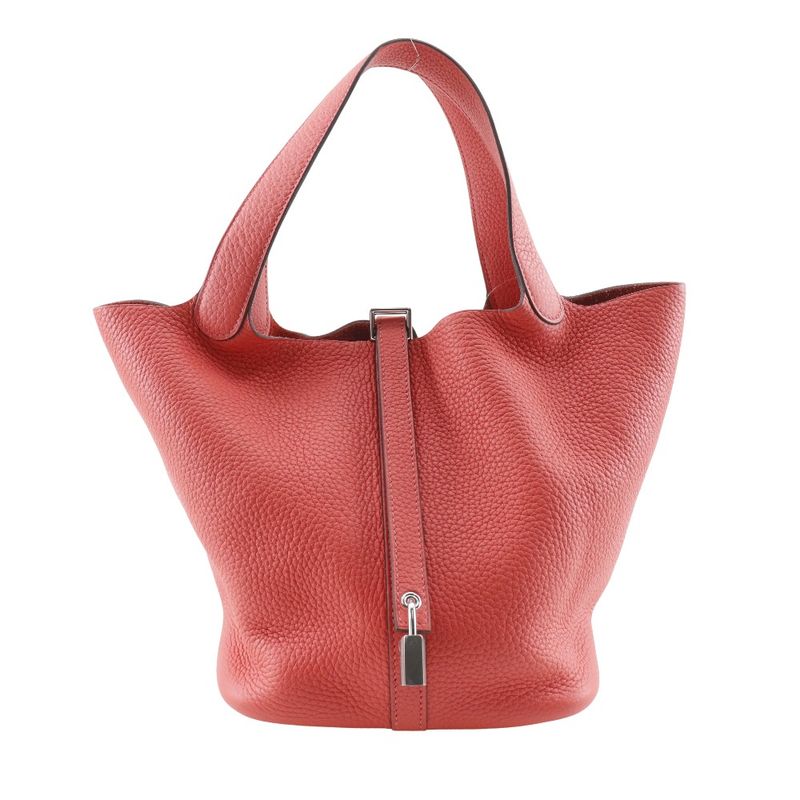 Hermes Picotin Lock 22mm (0.87in) Taurillon Clemence Red D Ladies Handbag