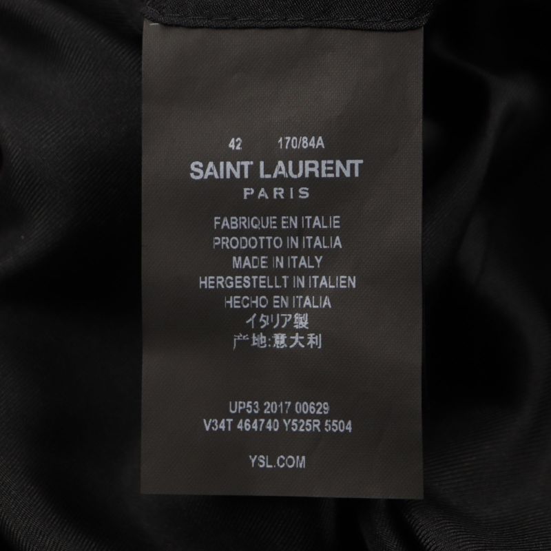  Saint Laurent Paris 464740 Velour 100% Silk Lining Single Jacket Tailored
