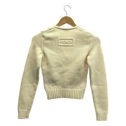 Fendi | Cotton Faux Pocket V-neck Knit | 36 | White | Women