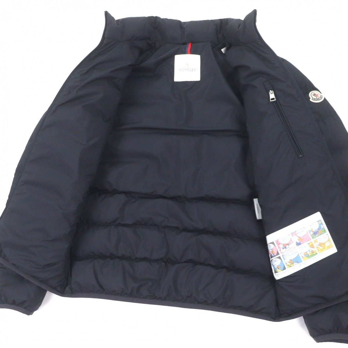 Moncler Baudinet Logo Patch Double Zip Up Jacket Navy — view 4