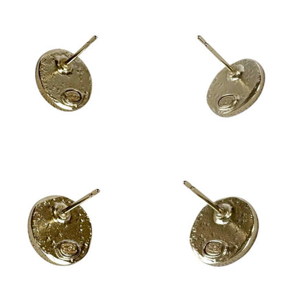 Chanel Coco Mark Rhinestone Earrings Gold Hardware Round Shape Circle