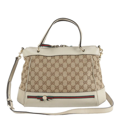Gucci GG Canvas Sherry Mayfair Leather 2-Way Shoulder Bag Crossbody Tote