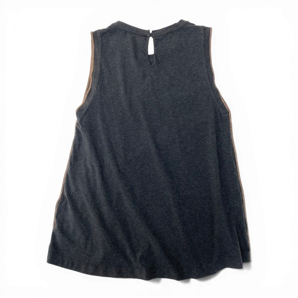 Brunello Cucinelli Sleeveless T-Shirt Top Beaded Piping Top S Gray — view 3
