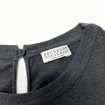 Brunello Cucinelli Sleeveless T-Shirt Top Beaded Piping Top S Gray — view 7