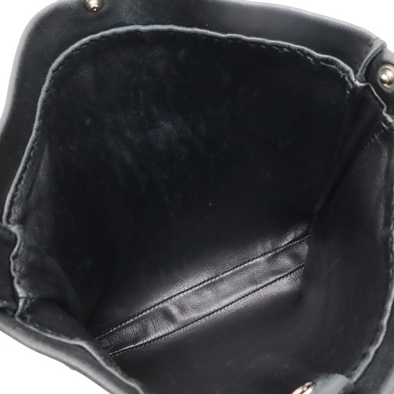 Hermes Tudu Shoulder Bag Pochette Crossbody Leather Black