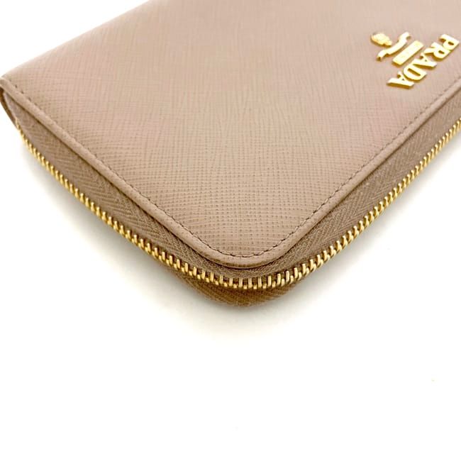 Prada Round Zipper Long Wallet Beige 1ml506 Wallet Excellent Condition