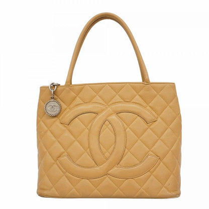 Chanel Tote Bag Revival Tote Caviar Skin Beige Chien Pan Gold Hardware Women's