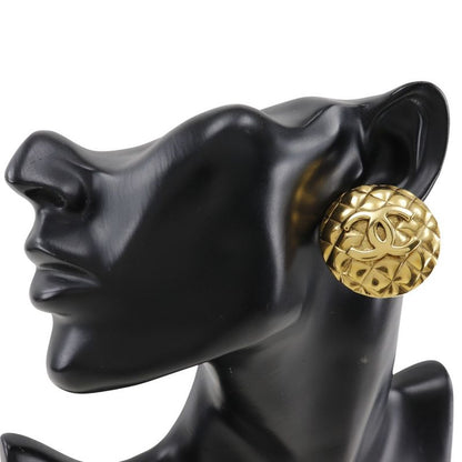 Chanel Coco Mark Matelasse Vintage Gold Plated Ladies 41g Earrings
