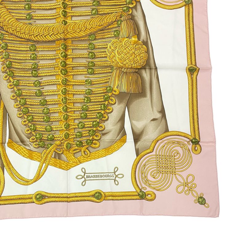 Hermes Carre 90 Brandebourgs Brandenburg Decor Scarf Silk Pink