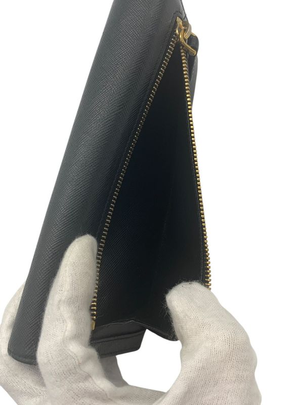 2589 Prada Bifold Long Wallet 1m1132 Saffiano Leather Ribbon Nero Black