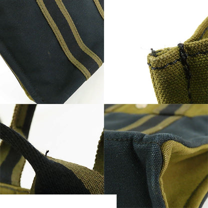 Hermes Fourre Tout PM Khaki Green Navy Silver Cotton Canvas Tote Bag — view 7
