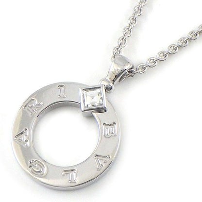 Bvlgari Necklace Round Circle Logo 1 Point Square Cut Diamond